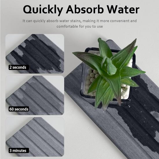 Set of 3 Diatomite Hand Soap Holder, Water Absorbing Stone Tray for Kitchen Countertop, Fast-Drying Bathroom Trays(1pcs 22 x 10cm + 2pcs 10 x 10cm