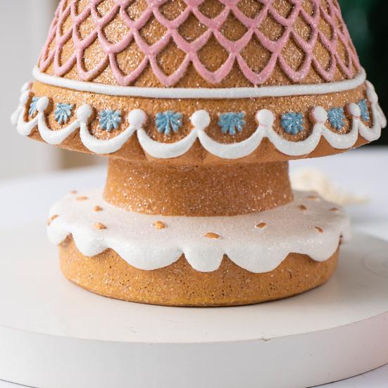 Mini Gingerbread Christmas Tree Ornament Miniature Xmas Tree Resin Statue Figurine Home Office Holiday Party Tabletop Decoration