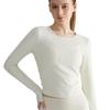 LAHN Women's Quick-Dry Long-Sleeve Sports Top, Breathable, Slim Fit, Side Pleats, Round Neck.