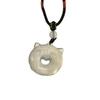 Ice-Type White Agate Totoro Cat Pendant Necklace Unisex Anime Jade Stone