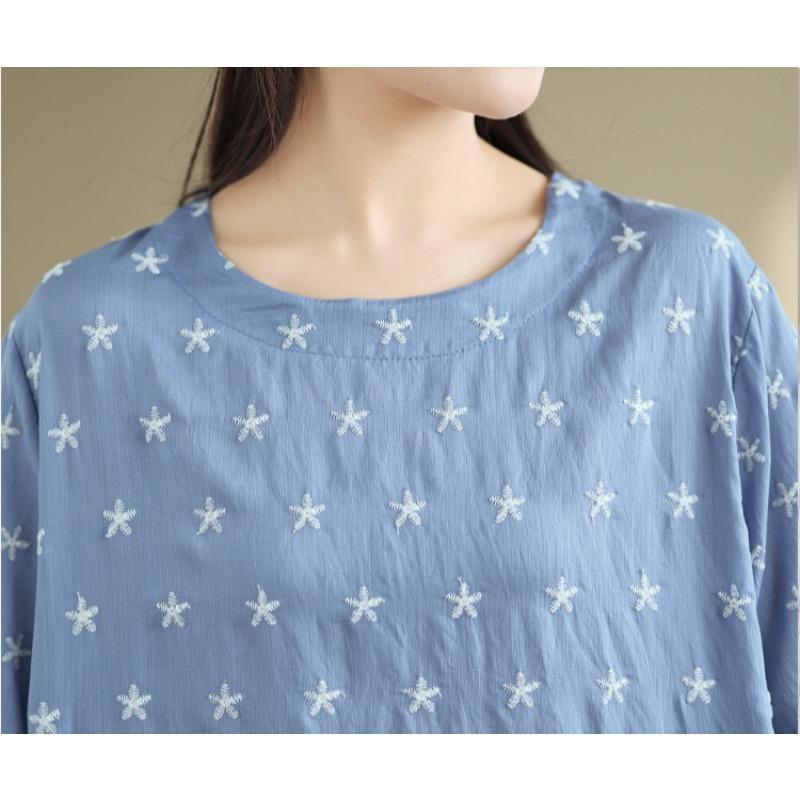 DIMANAF 2025 New Summer Women Plus Size T-Shirt Short Sleeve Loose Basic Casual Tops Floral T-Shirt Vintage