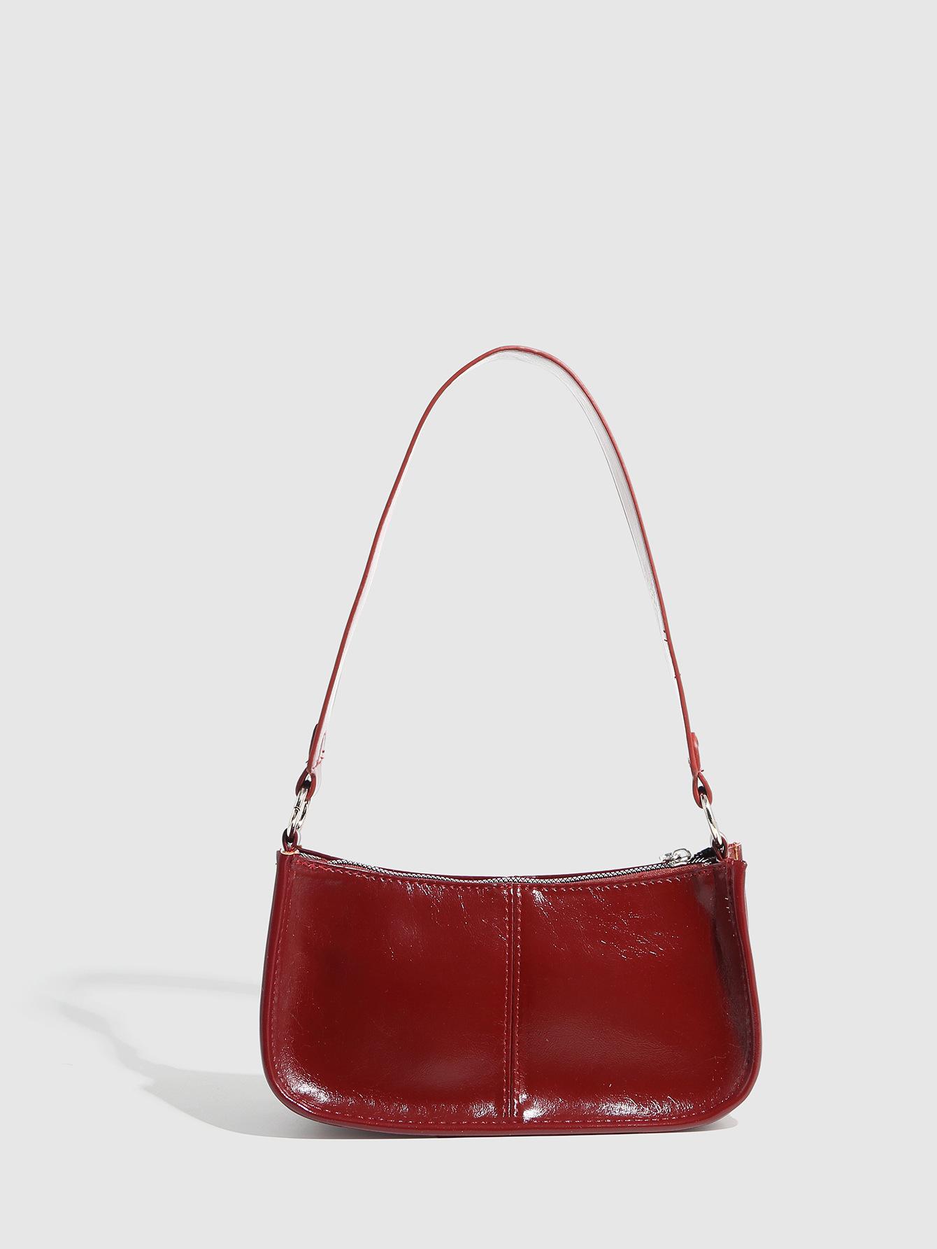 

Fashion Rivet Shoulder Small Bag Women S Simple Small Square Bag Texture Trendy Messenger Bag бордовый
