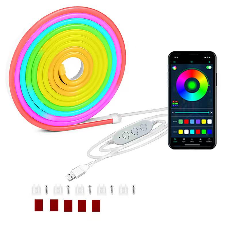 LED Neon Halat Işıklar Uygulama/Uzaktan Kumandalı, Esnek IP68 Dış Mekan RGB Işık Su Geçirmez, Müzik Senkronizasyonlu Oyun Şerit Lamba Yatak Odası İç Mekan için
