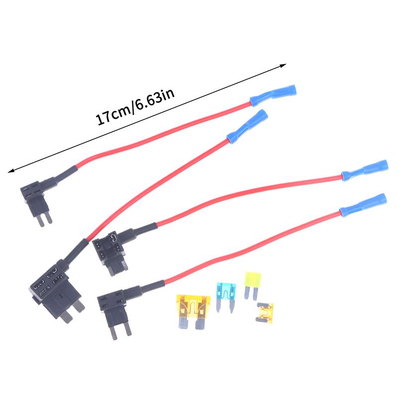 12 Stück 4 Arten von 12V Zusatzschaltkreisadaptern und Sicherungssatz - Abzweig-KFZ-Sicherungshalter mit Micro2 Mini ATC ATS Thin Abzweigadapter