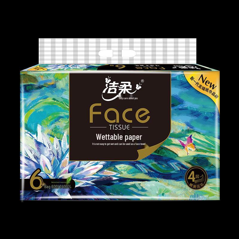 Jierou Face Art Series 4-Ply Wet-Strength Facial Tissues, 12 Packs