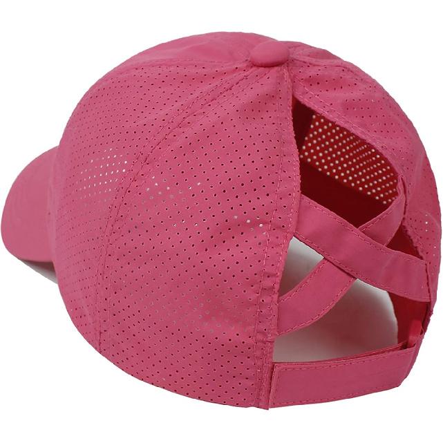 HGGE Womens Criss Cross Ponytail Baseball Cap High Messy Bun Ponycap Trucker Hat Quick Drying Mesh Dad Hat for Outdoor Sports