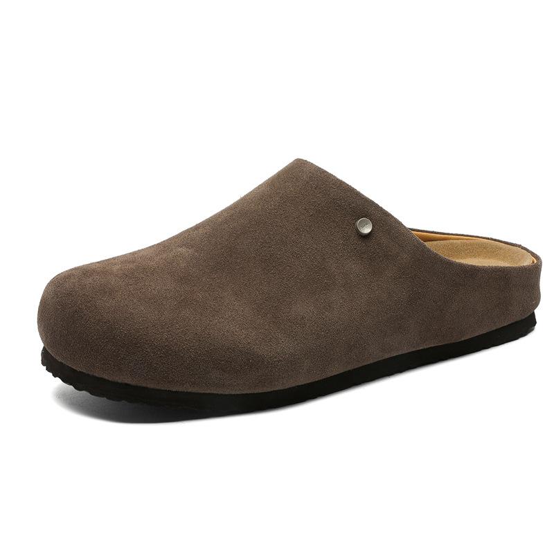 

American half-drag thick-soled one-pedal men s and women s same fashionable versatile lazy boken shoes 45370 lemon yellow-J 46