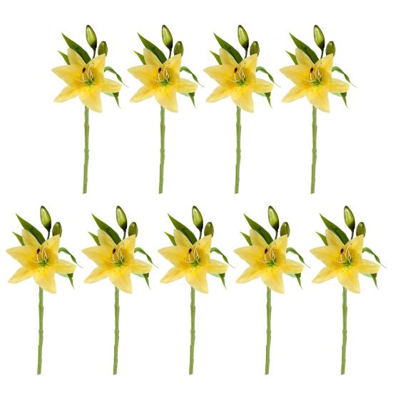 9 Pcs Artificial Lily Flowers for Easter Realistic White Fake Tiger Lilies