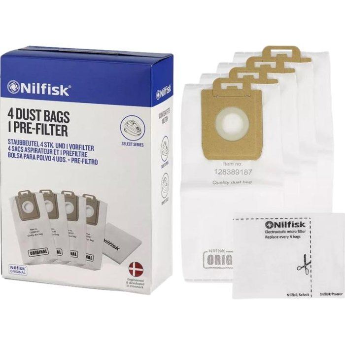 Lot De 4 Sacs De Remplacement Pour Aspirateur Nilfisk Select Avec Pré-filtre Power