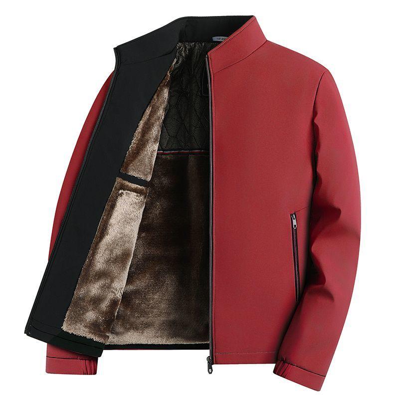 Herren Schwarz-Gold Baumwollgepolsterte Jacke mit Stehkragen und Samt-Graphen-Futter