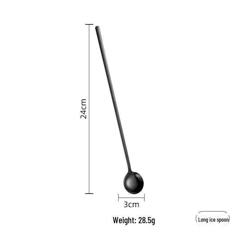 304 Stainless Steel Long Handle Spoon for Coffee, Ice, and Seasoning - Japanese & Korean Style