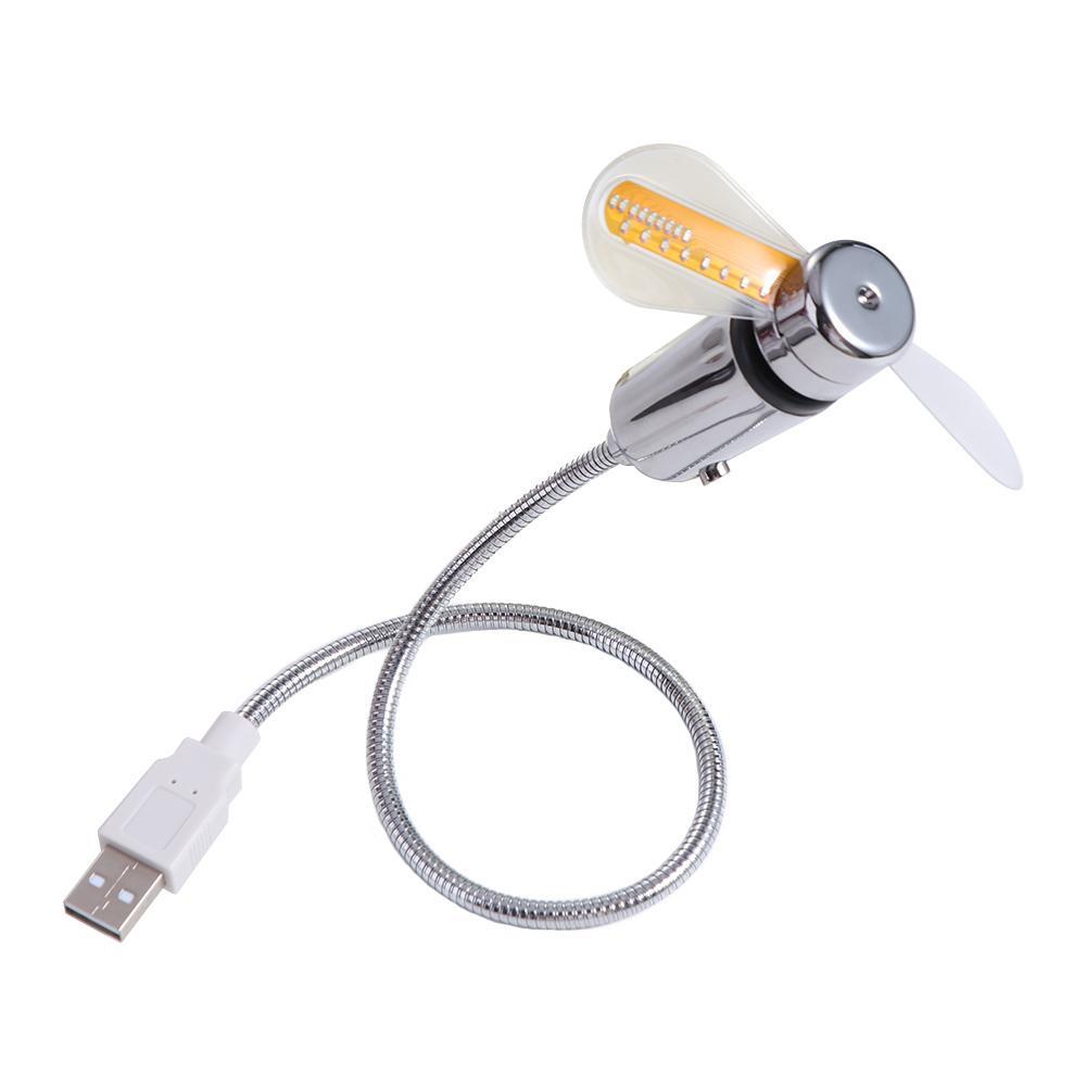 Time Temperature Display Clock Cool  Fan Flexible Gooseneck LED Clock  Fan Hand   PC Notebook
