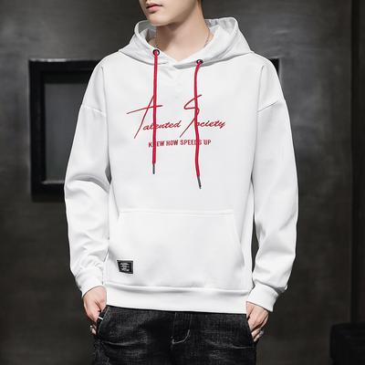 Men's Spring and Autumn Hoodie Pullover Printed Loose Hooded Tops Large Size Casual Long Sleeve