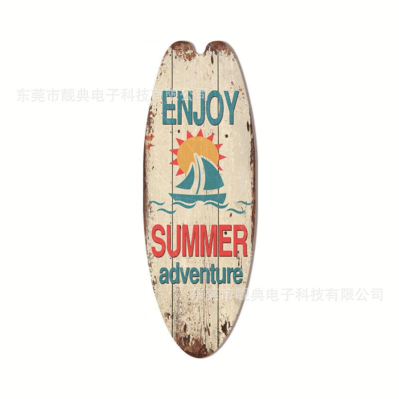 Summer Beach Ocean Themed Casual Decor Surfboard Wooden Bar Home Walls Vintage Decorated Wooden Boards