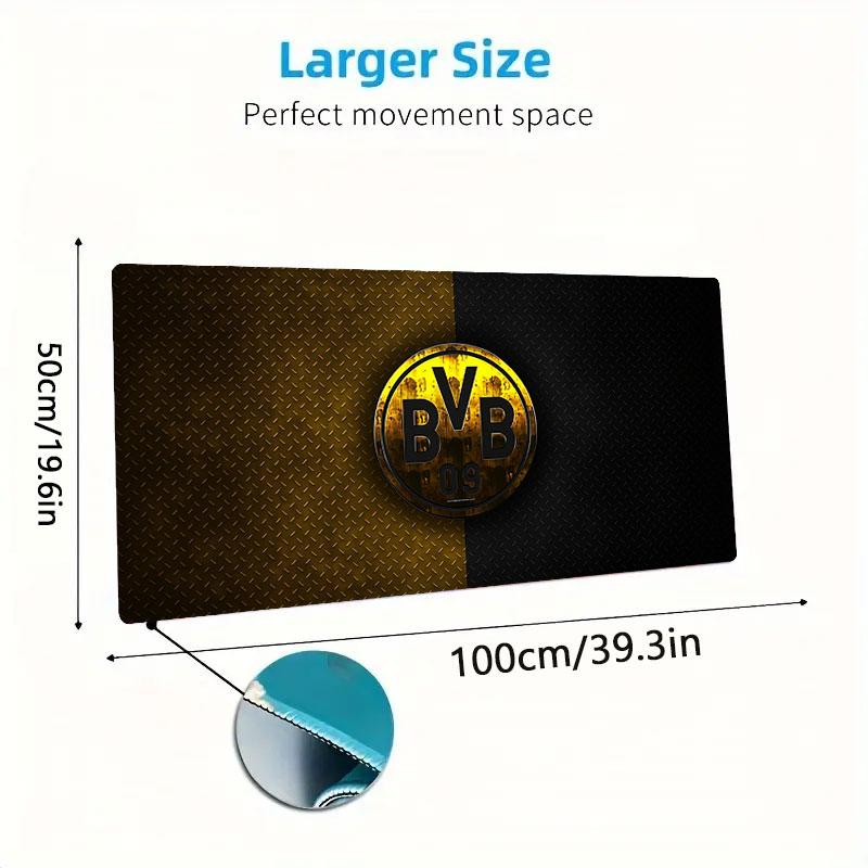 Podkładka pod mysz Borussia Dortmund, Duża mata na biurko do gier, Antypoślizgowa podkładka pod mysz XXL na laptopa i tablet, Mata do gry na mini PC ze zszywanymi krawędziami
