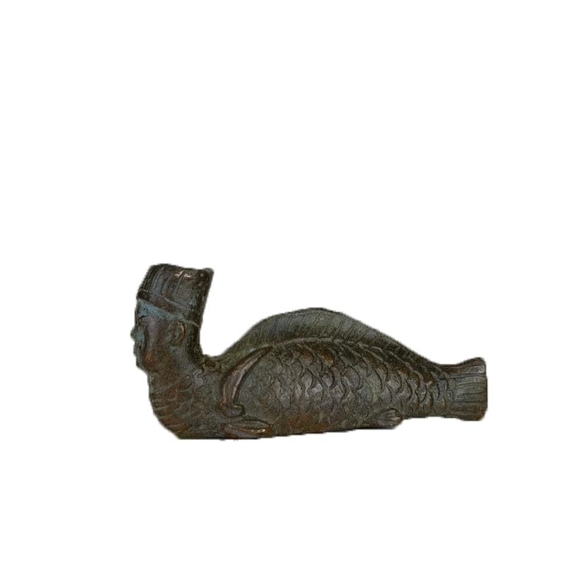 

ceramic desktop interior retro [Nekogamiyama] Human-headed fish-bodied figurine, human-faced fish, paperweight, metalwork, ornament, decoration, коричневый