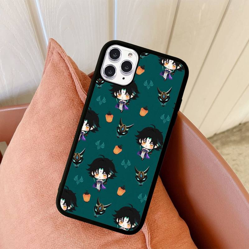 

Чехол для телефона Cartoon Genshin Impact, силиконовый чехол из ПК+ТПУ для iPhone 11 12 13 Pro Max 8 7 6 Plus X SE XR, жесткие чехлы iphone XS