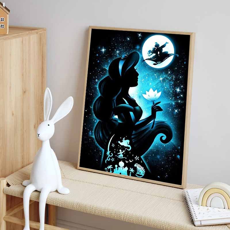 Disney Diamond Painting Featuring Jasmine Silhouette From AladdinA DIY Gift Suitable for Living Room Bedroom Office and Home Décor