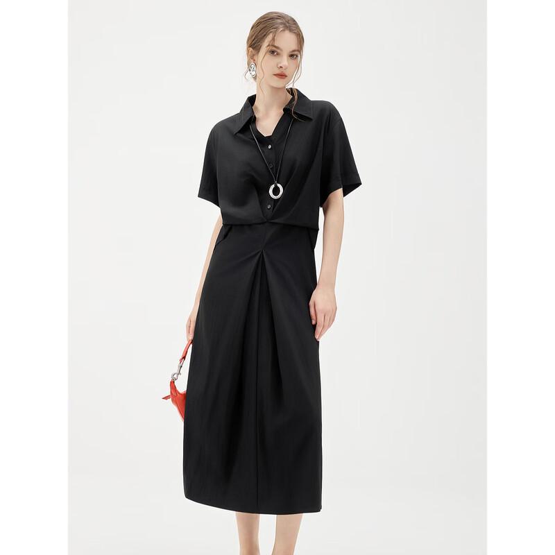 ELLE Women s Twist-Design Long Shirt Dress M
