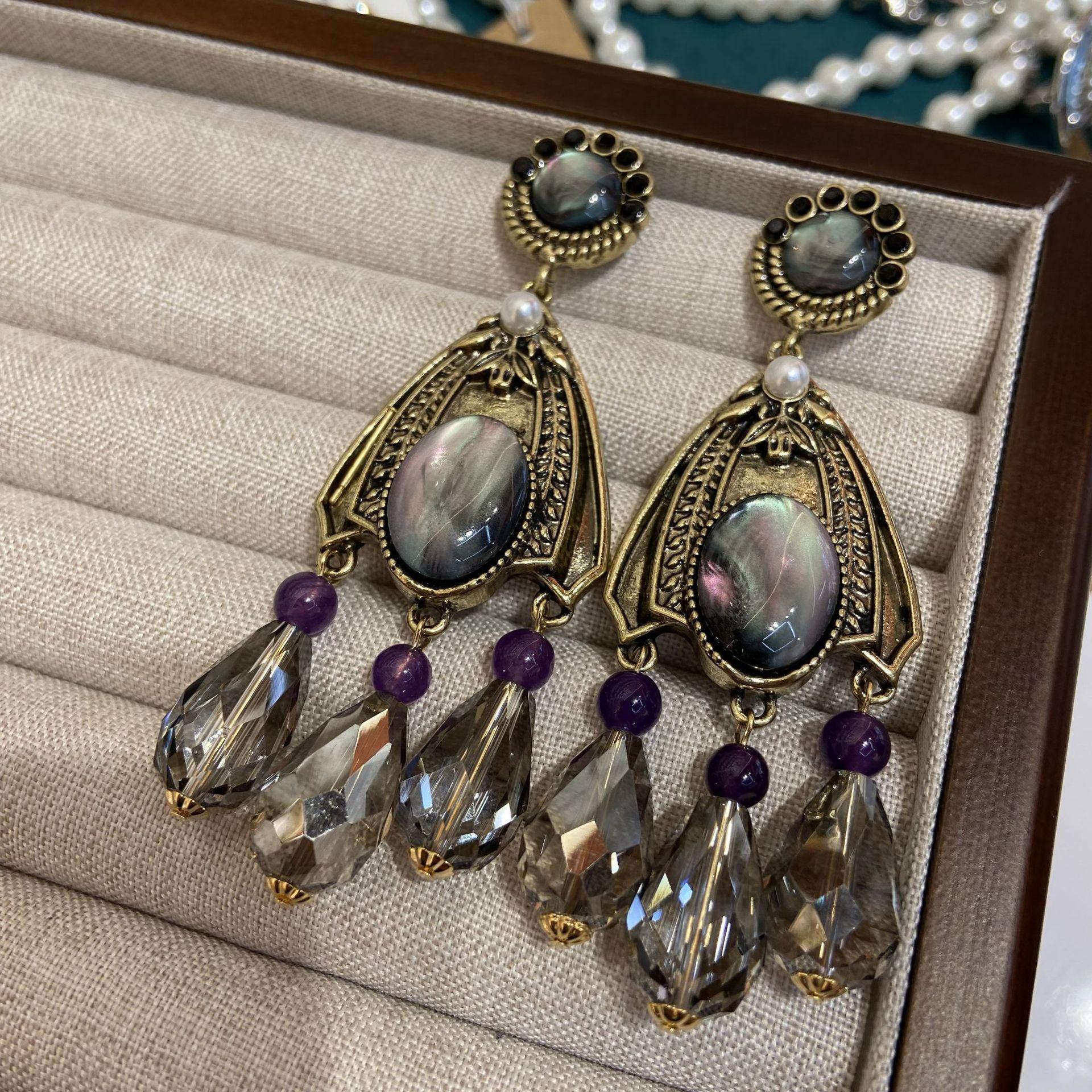 

[Серьги в стиле ретро с бахромой и каплями воды, антикварные серьги в стиле вестерн с цветной глазурью и медным покрытием]