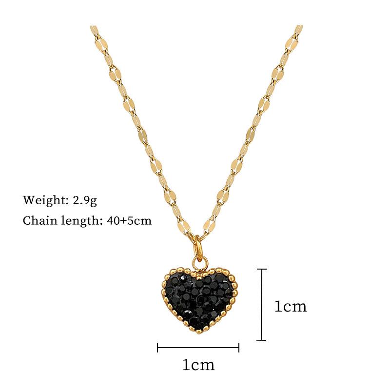 [Whole Body Titanium Steel] Minimalist Style Double-sided Love Necklace Women's Ins Collarbone Chain with Jewelry