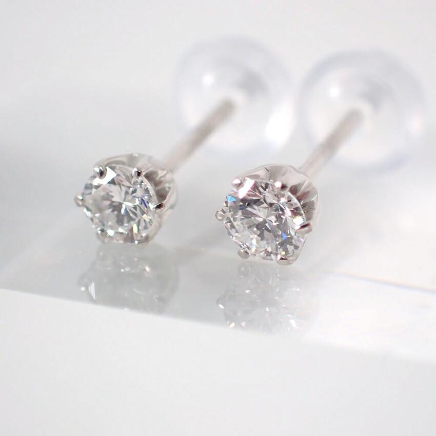 [Új] Pt900 Gyémánt beszúrók 0,13ct, 0,13ct Fülbevaló/g518-92