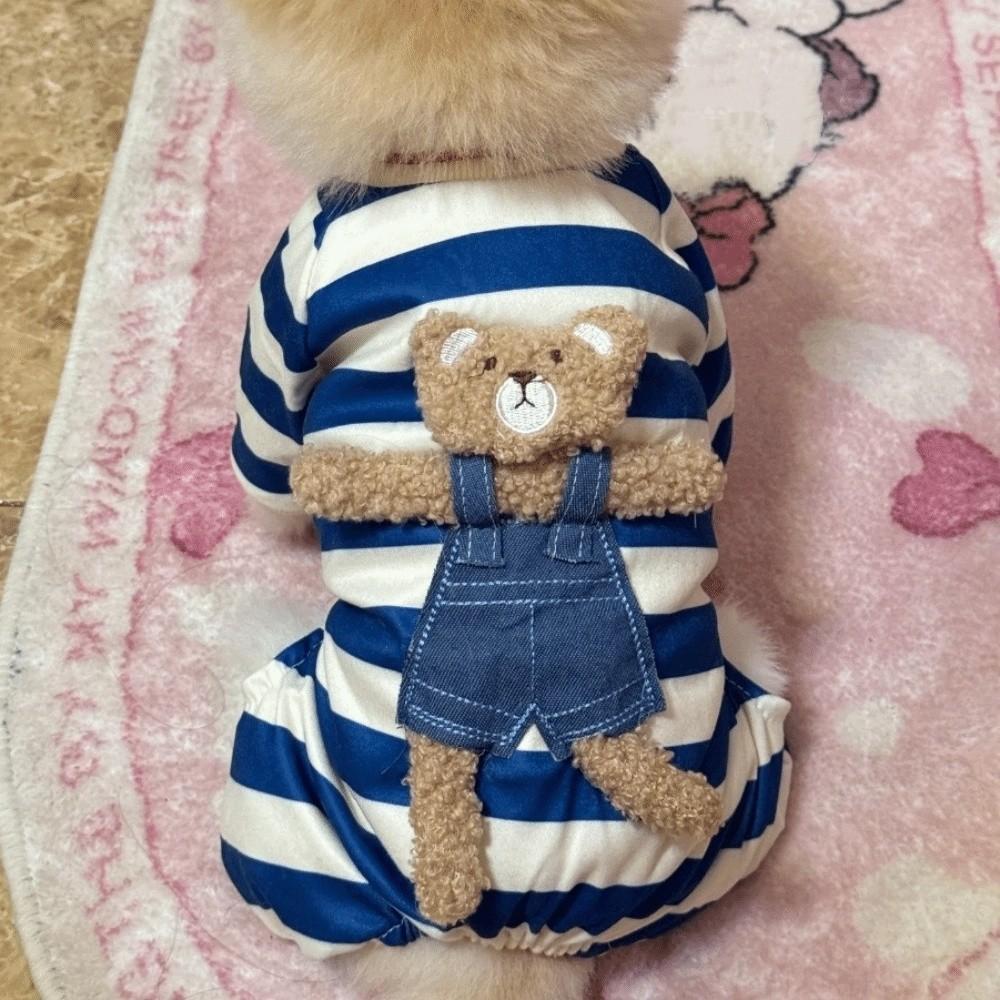 Keep Warm Winter Puppy Clothes Striped Pajamas Dog Jumpsuits Kawaii Pet Clothes  Corgi