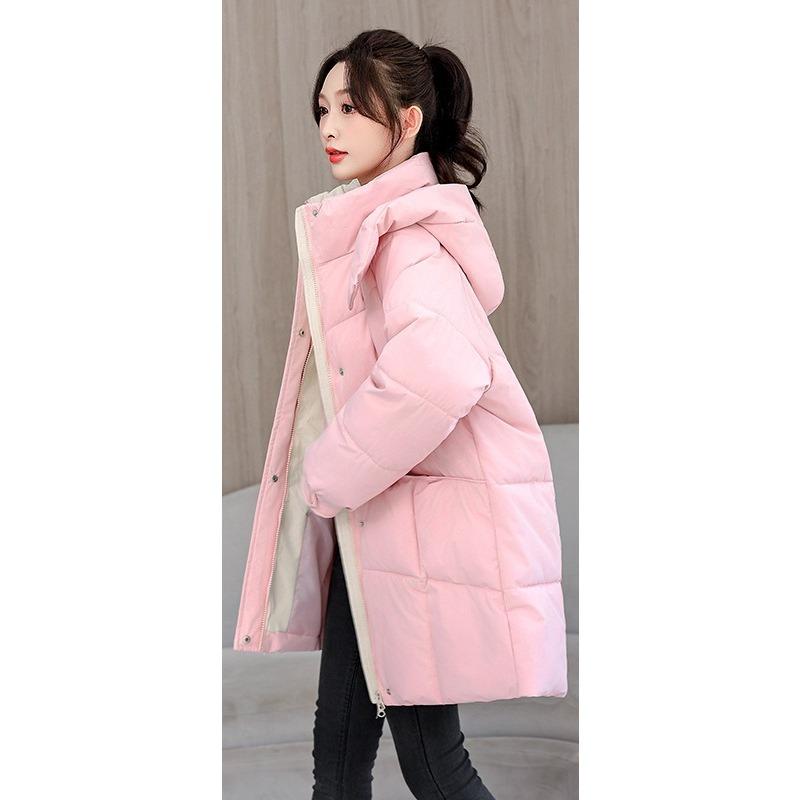 New Hooded Down-padded Jacket for Women, Mid-length Winter Loose Thickened Bread Coat, Cotton-padded Jacket