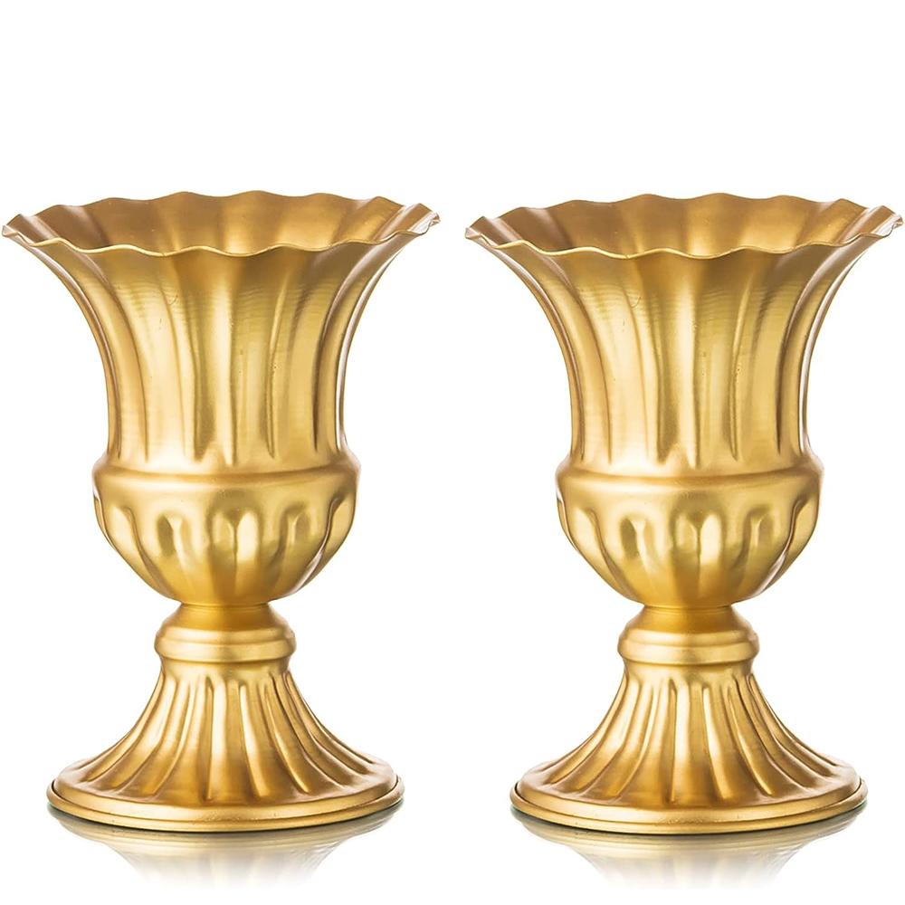 Gold Flower Arrangement Vase for Wedding Table Centerpiece,Metal Planter Vase Pot for Flower Small Trumpet Plant Urn for Garden