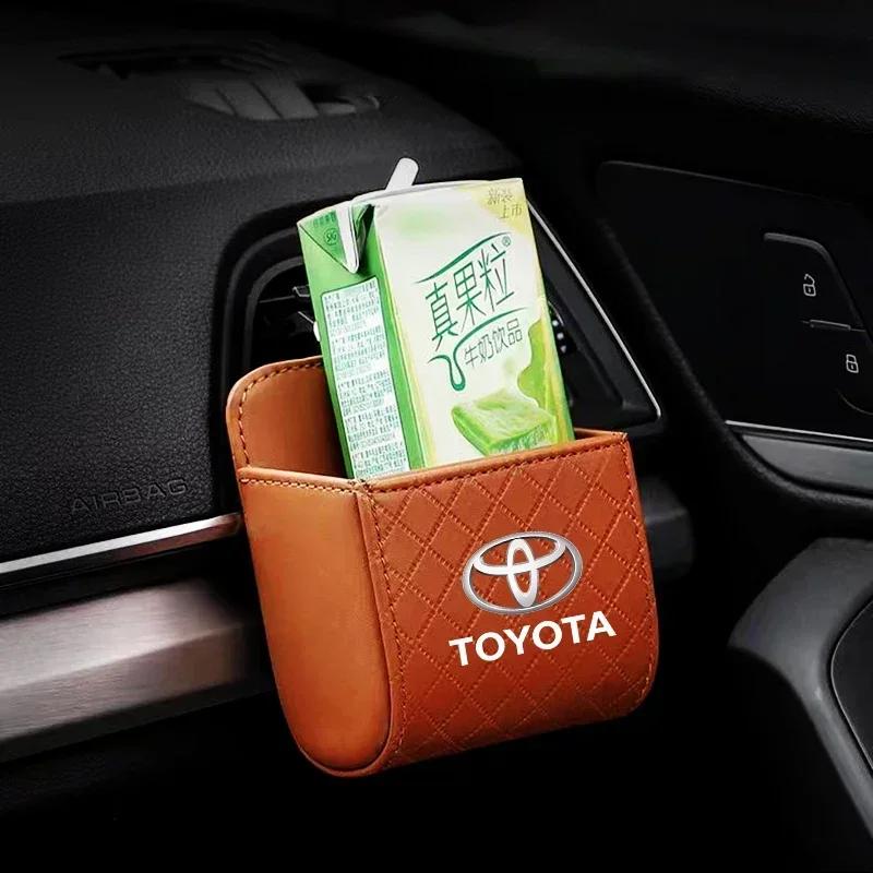 Car Interior Storage Bag Air Outlet Debris Bag Hanging Organizer Box For Toyota Chr Corolla Yaris Rav4 E150 E120 Land Cruiser