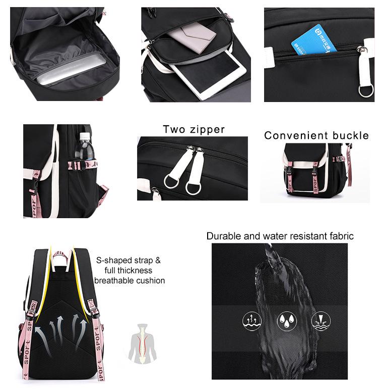 New Large-Capacity USB Schoolbag for Girls: Perfect for Elementary To High School, Travel, and Leisure