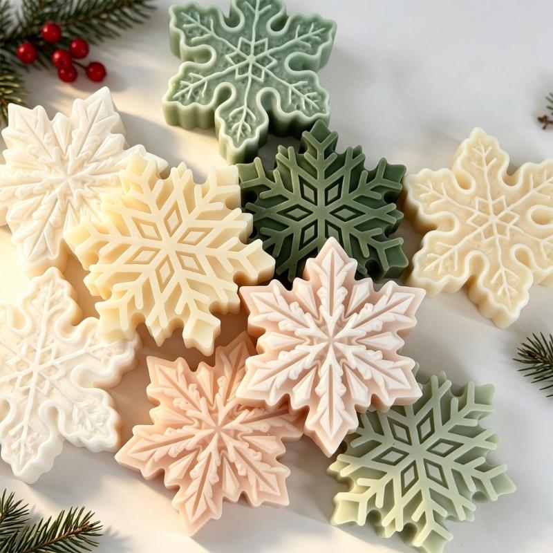 Christmas Candle Making Tool 3D Snowflake Silicone Casting Tool for Handmade Candle Holiday Decoration Resin Casting Projects