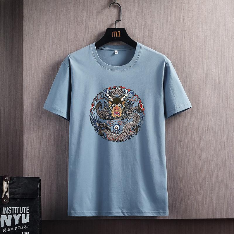 Uomo 's Manica Corta Girocollo Largo Estate Cotone 