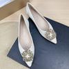 Fashion Flat Shoes for Women 2025 Spring and Autumn New Suede Diamond Pointed Casual Plus Size Women's Shoes 43 44 Ladies Loafers Women