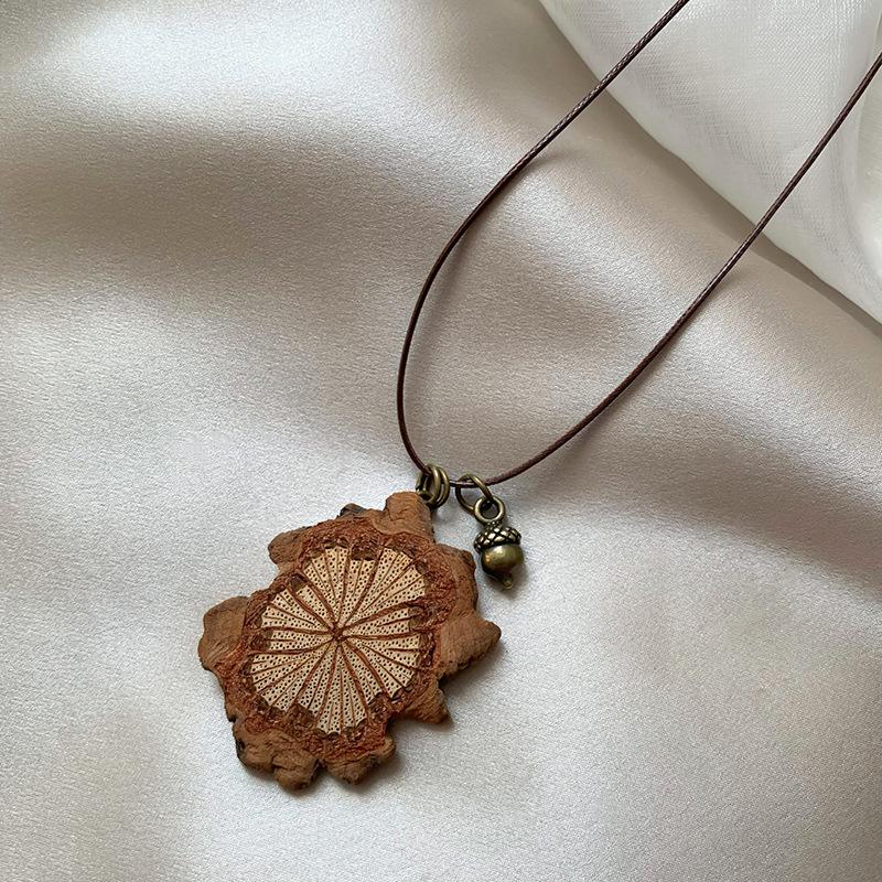 

Ретро Мори Деревянный Подвеска-Желудь – Женское Китайское Дзен Этническое Плетеное Ожерелье