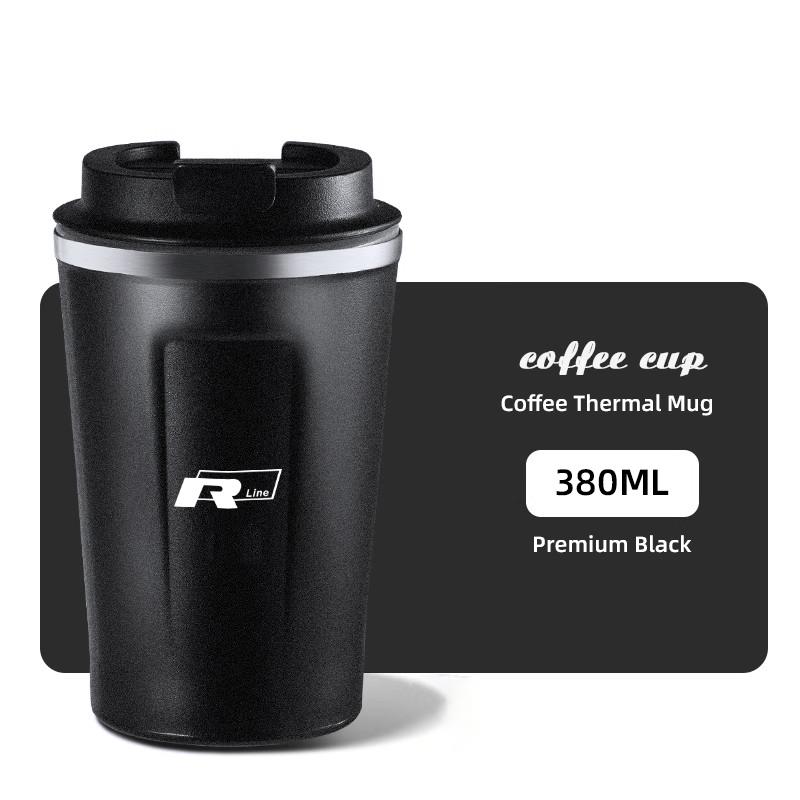 380ML Car Coffee Mug Stainless Steel Travel Thermo Cup For VW GTI Golf Polo Tiguan Passat B6 MK6 Touareg Jetta CC T-ROC Hub Cap