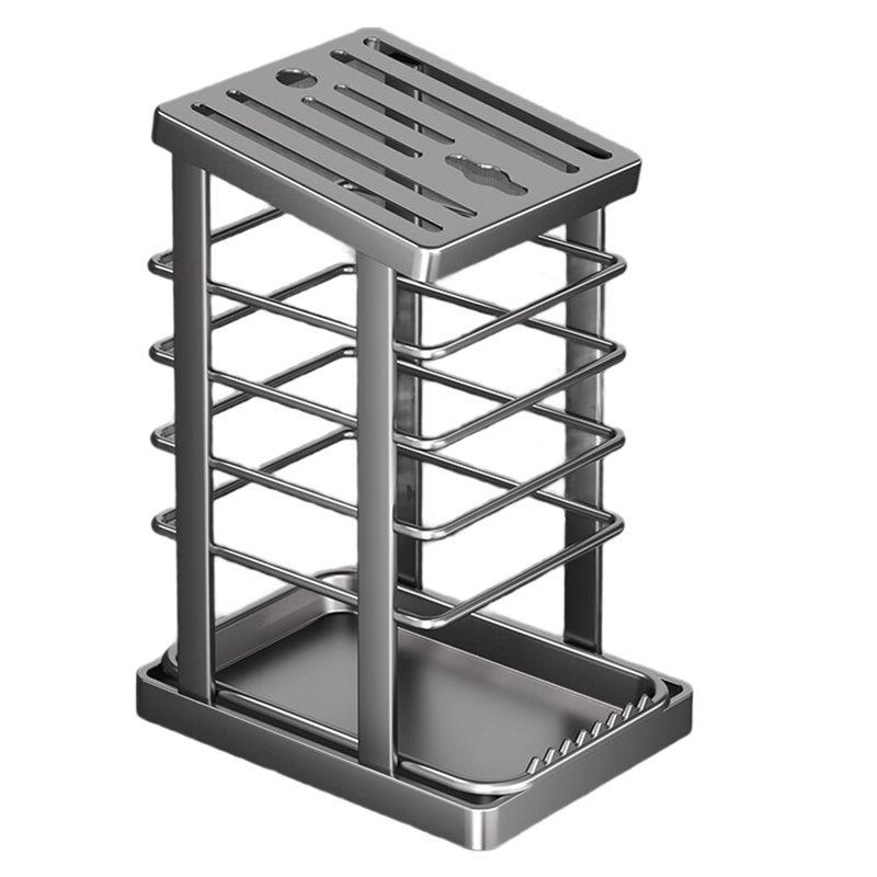 

ABZC-Waterproof Kitchen Tabletop Storage Rack Holder Stand Hollow Design Organizer For Utensils сірий колір