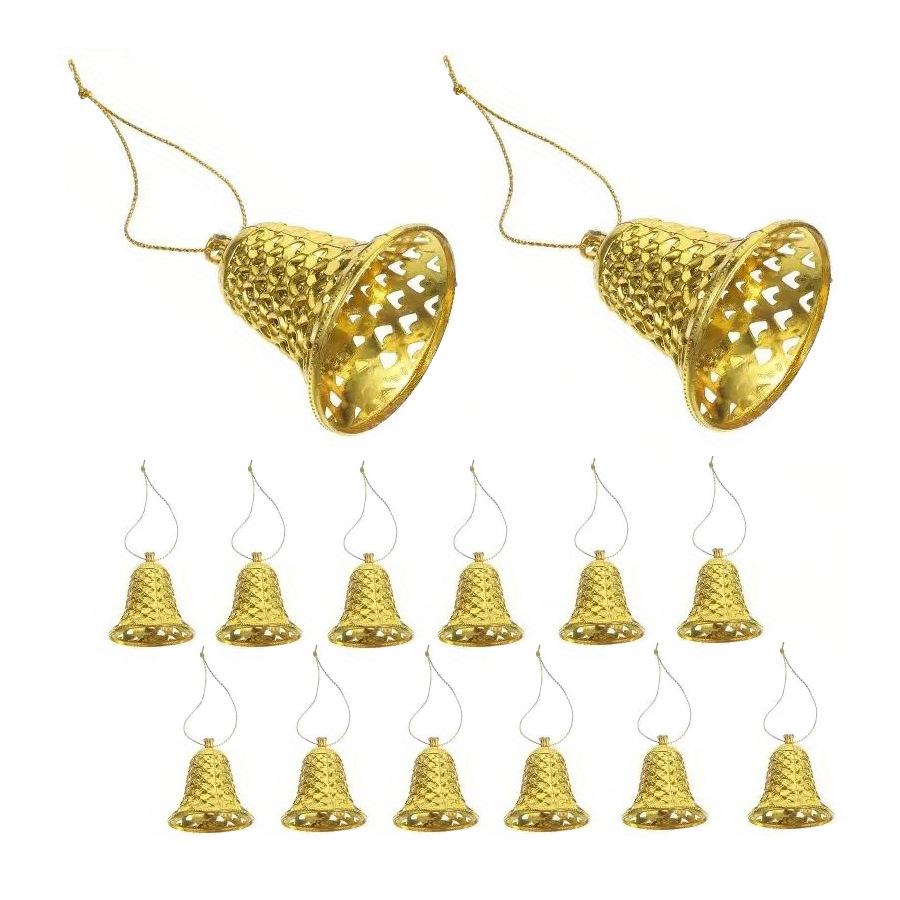 Sada vánočních dekorací: Vánoční ozdoby, Zvony a Hodiny (12 kusů)