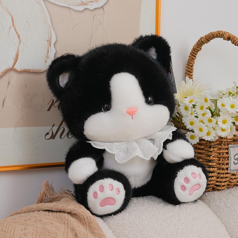 

Super cute cat doll plush toy Internet celebrity kitten doll children s toy super soft sleeping pillow gift 23cm чорний