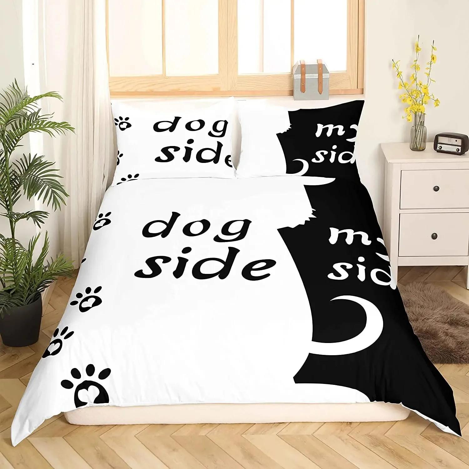 

Dog Side My Side Kawaii Puppy Animal Pug Dog Comfortable Duvet Quilt Cover Pillowcase Bedding Set Children Bedroom Home Textile EU Single 135x200cm