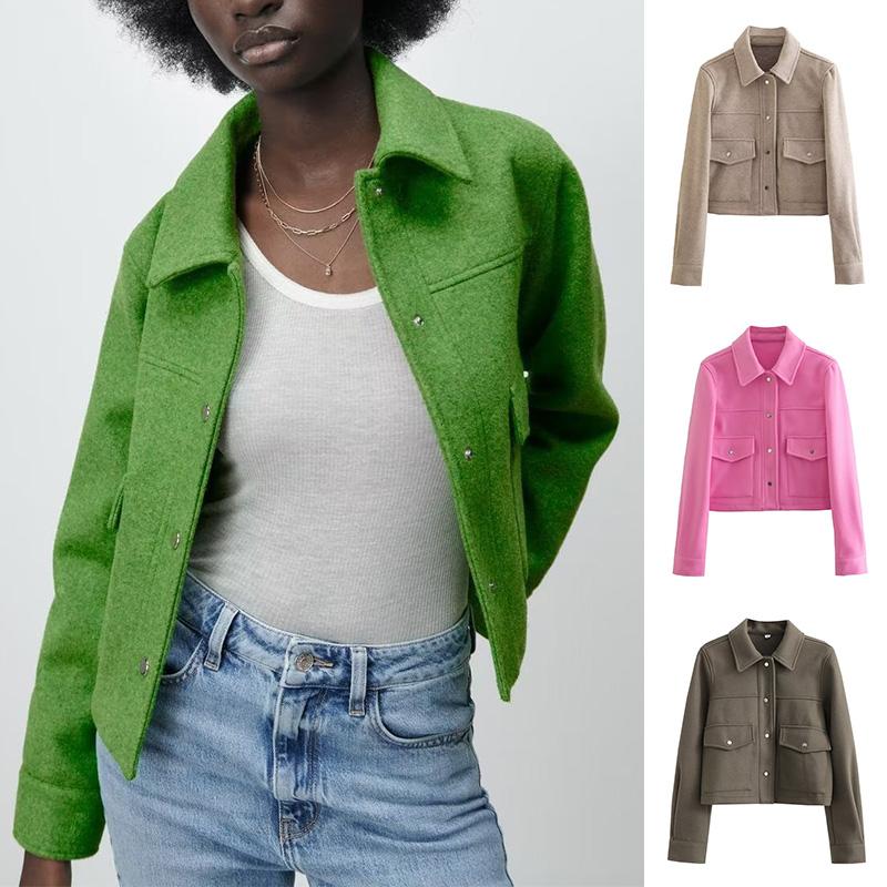 

Женская уличная одежда, осенняя верхняя одежда, куртка на пуговицах, короткое пальто с карманами, повседневное