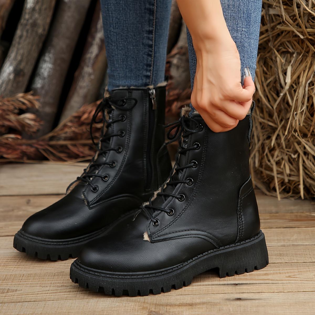 Модные женские ботинки на платформе с флисовой подкладкой 2024 года — фото 4