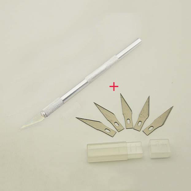 1 Set Metal Handle Scalpel Knife +5PCS Blades Wood Paper Cutter Craft Pen Knives DIY Craft Cutter