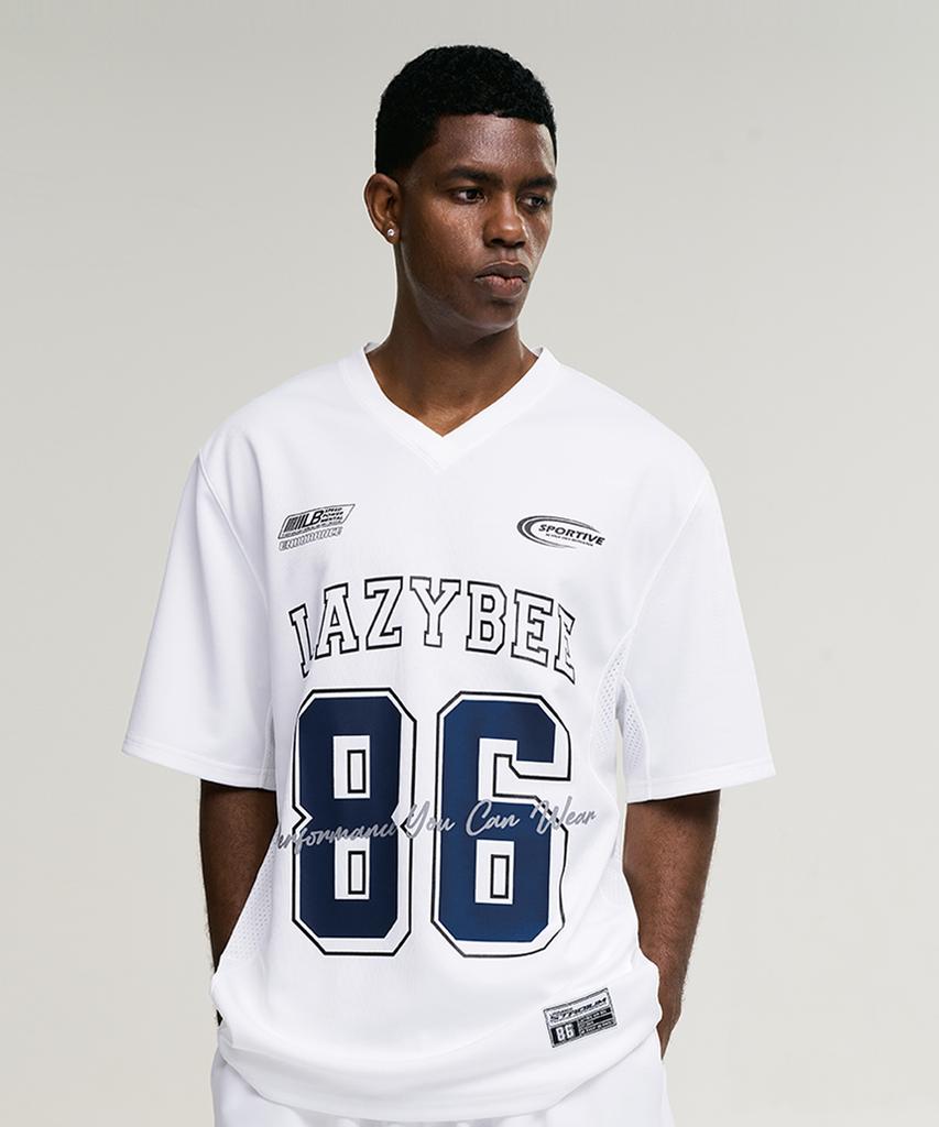 Leijibi Mixed Mesh Rugby Jersey Top Oversized Short Sleeve M Athletic Short Sleeve T-Shirt White