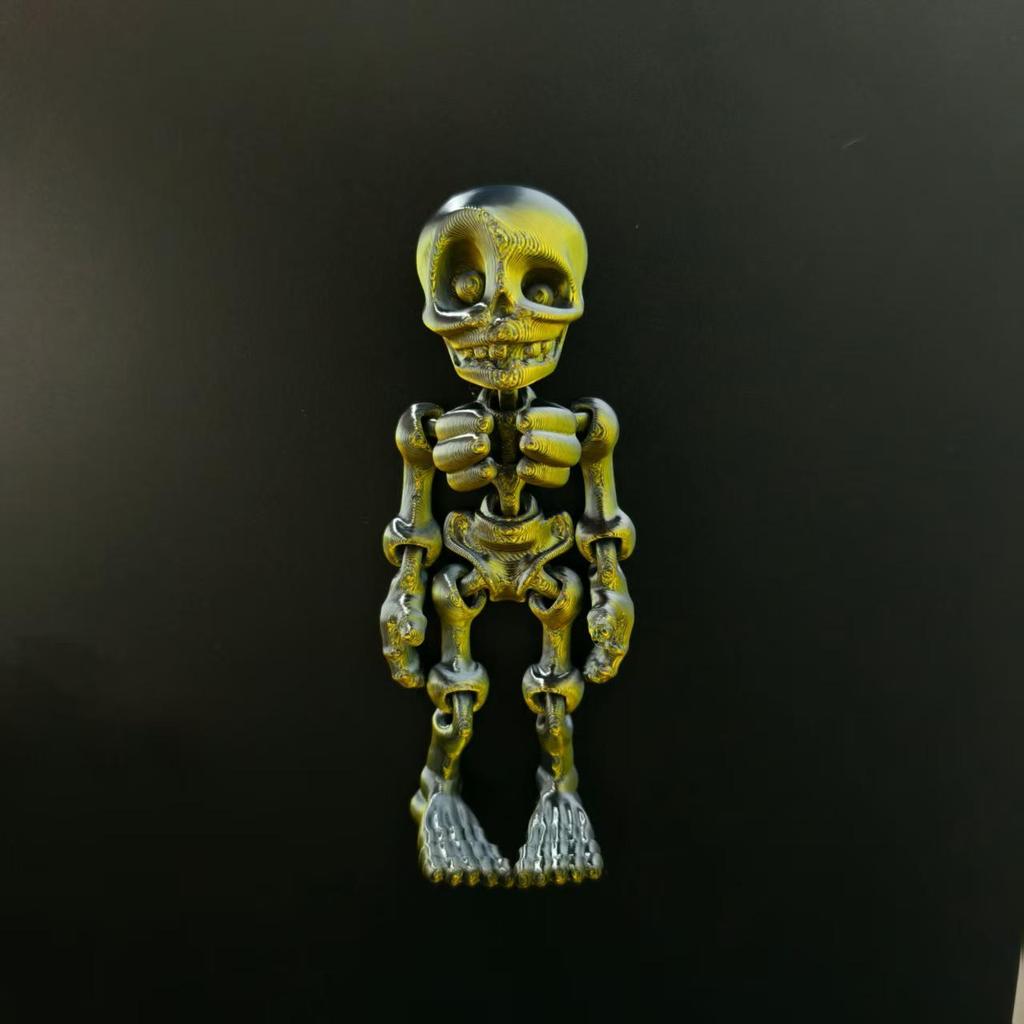 3D Printed Movable Skeleton Man Refrigerator Magnet - Halloween Decoration Model