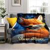 1PC Custom Name Fox Dreams Stars flannel blanket versatile,all-season throw suitable for the living room,bedroom,camping,travel,and gift