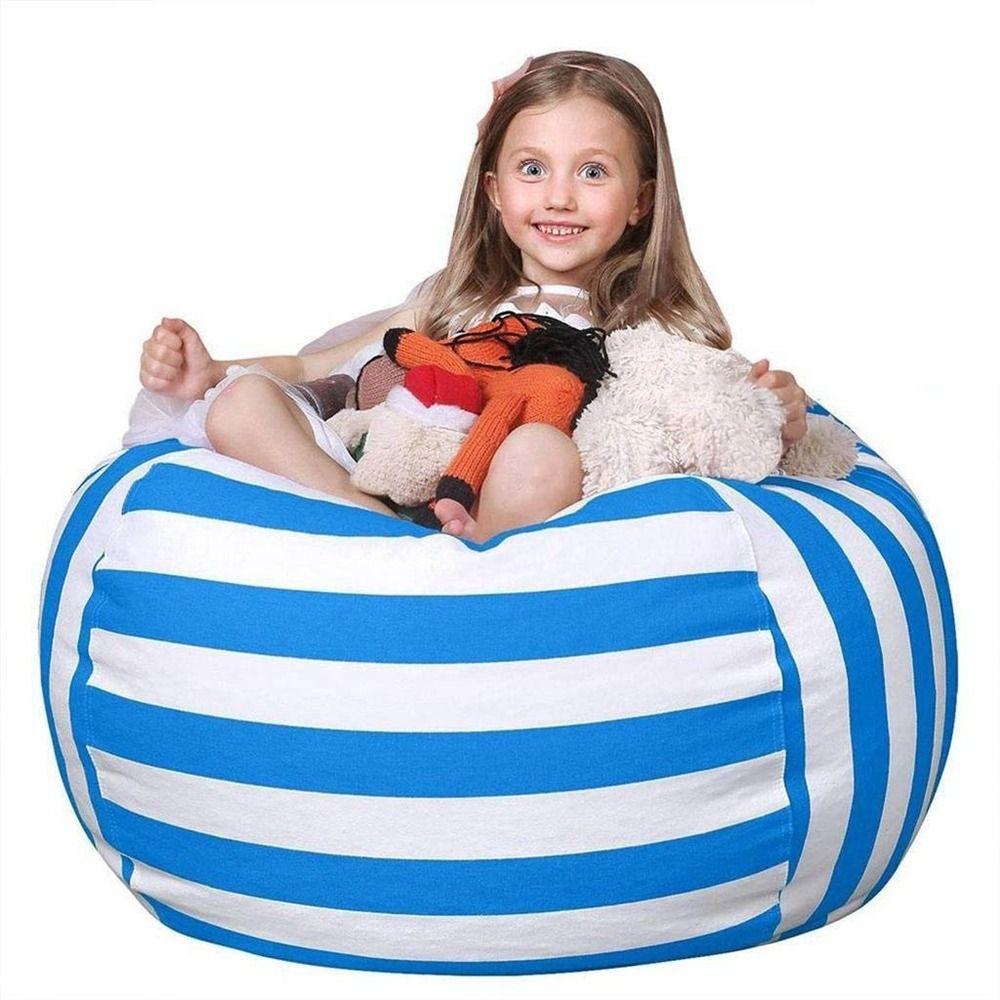 Round Plush Toy Organizer Stripe Toys Storage Bean Bag Multi-purpose Animal Toys
