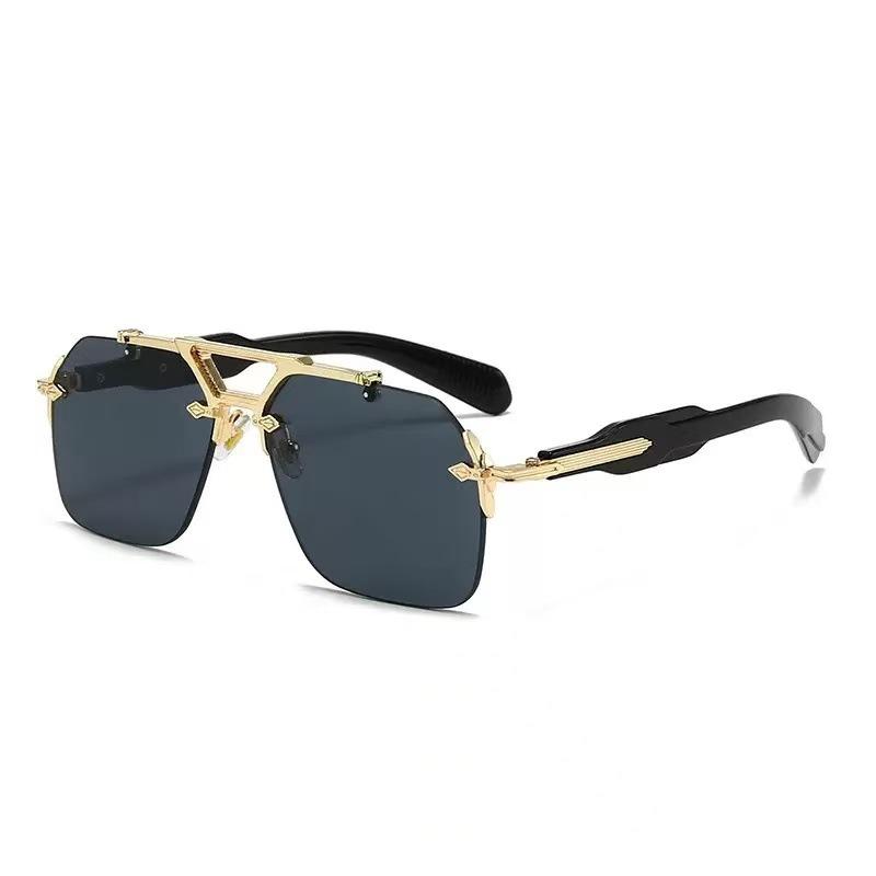 New Steampunk Style Frameless Sunglasses Men'S Quality Box Sunglasses Men'S Sunglasses9070