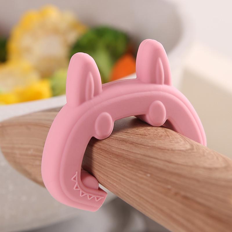 Cat Ear Silicone Pot Protector & Spoon Holder розовый