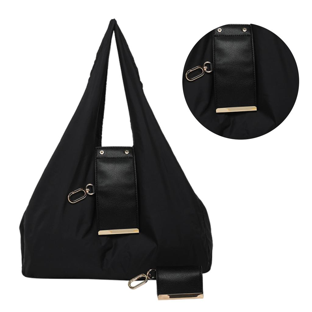 PU Leather Foldable Tote Bag with Key Ring Keychain Tote Handbag Large Capacity Collapsible Travel Storage Bag for Daily Errands